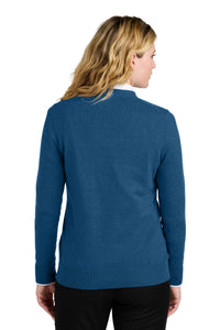 Port Authority Women's Easy Care V-Neck Sweater LSW2850 - Aegean Blue Heather Back