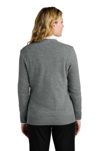 Port Authority Women's Easy Care V-Neck Sweater LSW2850 - Medium Heather Grey Back