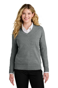 Port Authority Women's Easy Care V-Neck Sweater LSW2850 - Medium Heather Grey