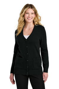 Port Authority Women's Easy Care Button-Up Cardigan Sweater LSW4150 - Deep Black