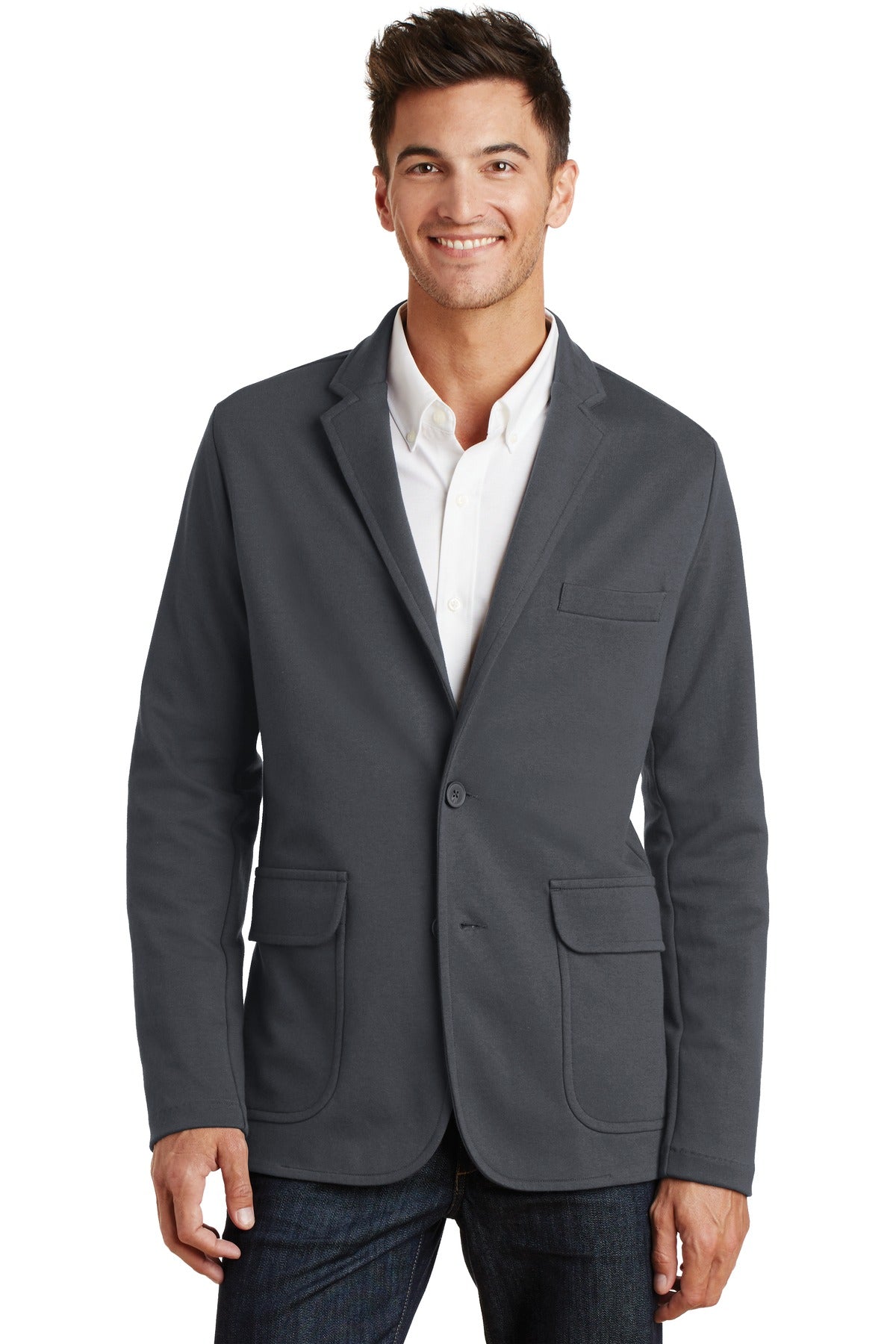 DISCONTINUED Port Authority Knit Blazer - Battleship Grey