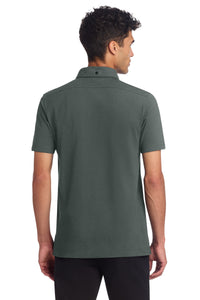 Mercer+Mettle Stretch Pique Full-Button Polo MM1006 - Anchor Grey Back