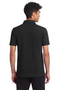 Mercer+Mettle Stretch Pique Full-Button Polo MM1006 - Deep Black Back