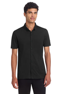 Mercer+Mettle Stretch Pique Full-Button Polo MM1006 - Deep Black