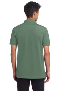 Mercer+Mettle Stretch Pique Full-Button Polo MM1006 - Sage Heather Back