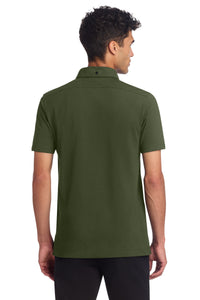 Mercer+Mettle Stretch Pique Full-Button Polo MM1006 - Townsend Green Back