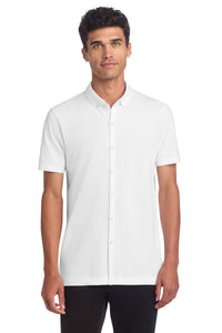 Mercer+Mettle Stretch Pique Full-Button Polo MM1006 - White