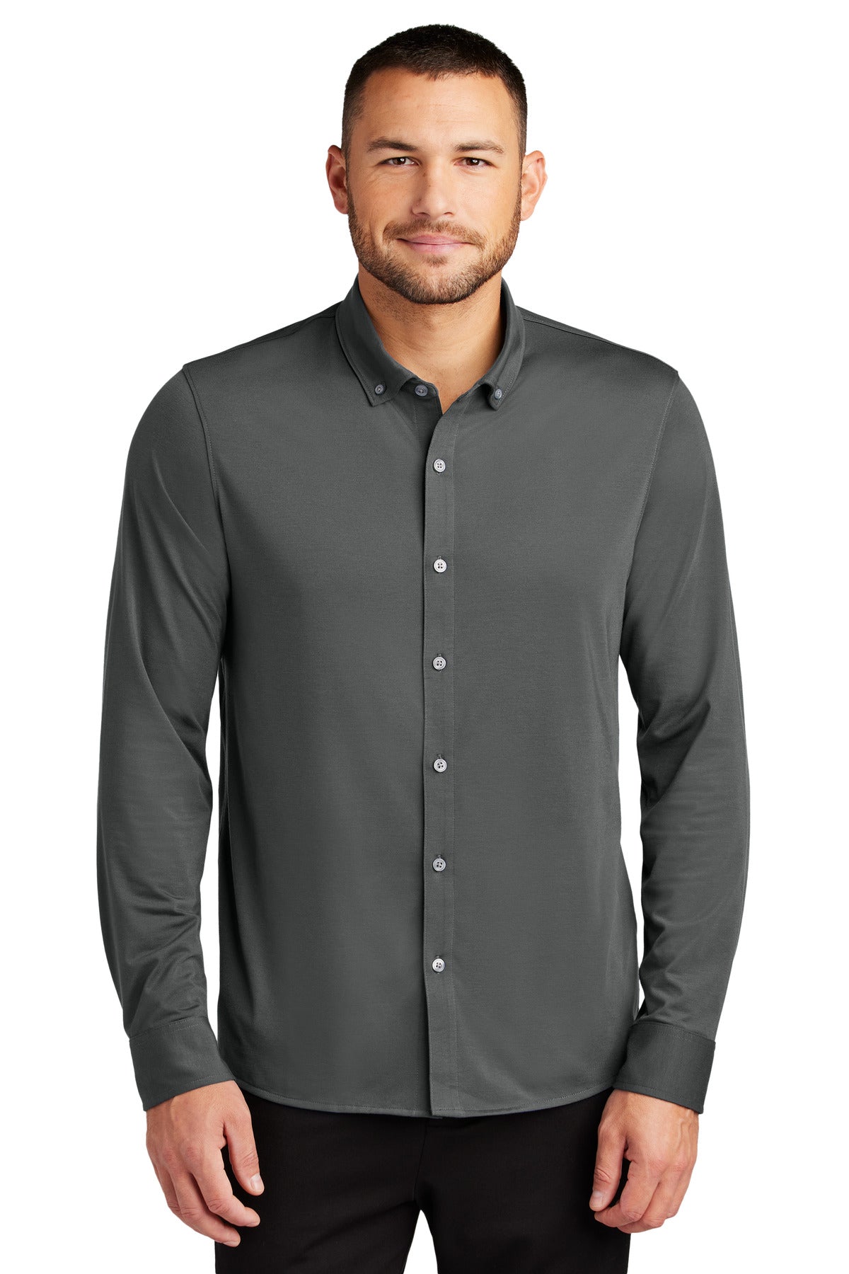 Mercer+Mettle Stretch Jersey Long Sleeve Shirt MM1018 - Anchor Grey