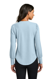 Mercer+Mettle Women's Stretch Jersey Long Sleeve Blouson Top MM1019 - Celestial Blue Back