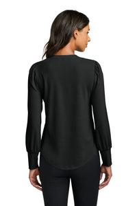 Mercer+Mettle Women's Stretch Jersey Long Sleeve Blouson Top MM1019 - Deep Black Back