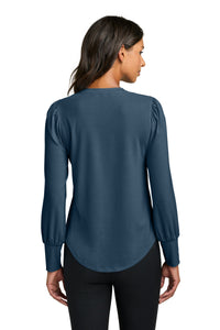Mercer+Mettle Women's Stretch Jersey Long Sleeve Blouson Top MM1019 - Insignia Blue Back