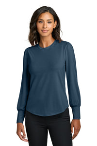 Mercer+Mettle Women's Stretch Jersey Long Sleeve Blouson Top MM1019 - Insignia Blue