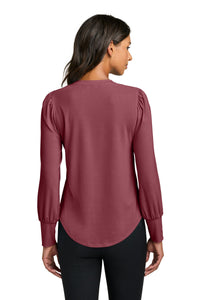 Mercer+Mettle Women's Stretch Jersey Long Sleeve Blouson Top MM1019 - Rosewood Back