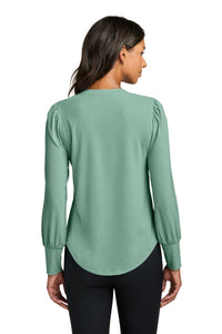 Mercer+Mettle Women's Stretch Jersey Long Sleeve Blouson Top MM1019 - Sage Back