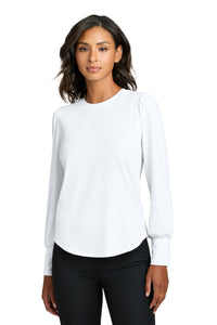 Mercer+Mettle Women's Stretch Jersey Long Sleeve Blouson Top MM1019 - White