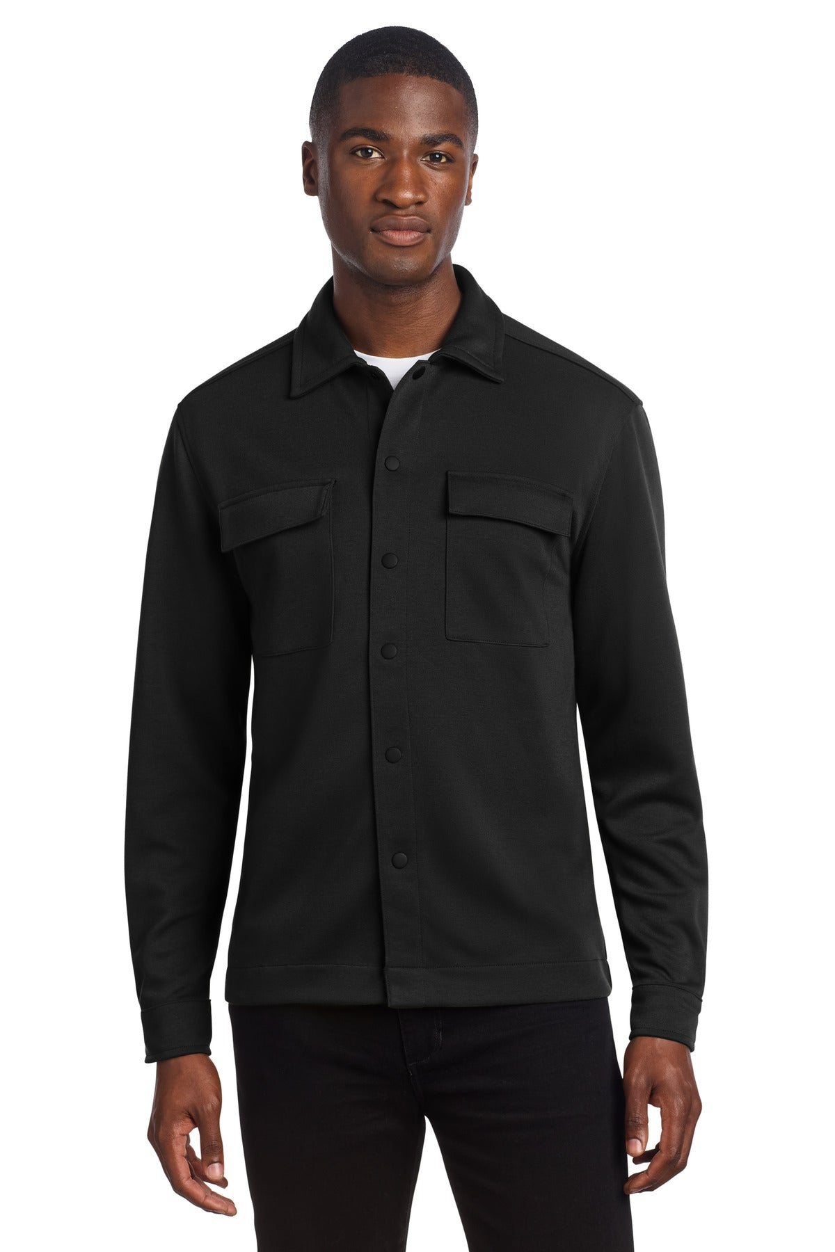 Mercer+Mettle Double-Knit Snap Front Jacket MM3004 - Deep Black