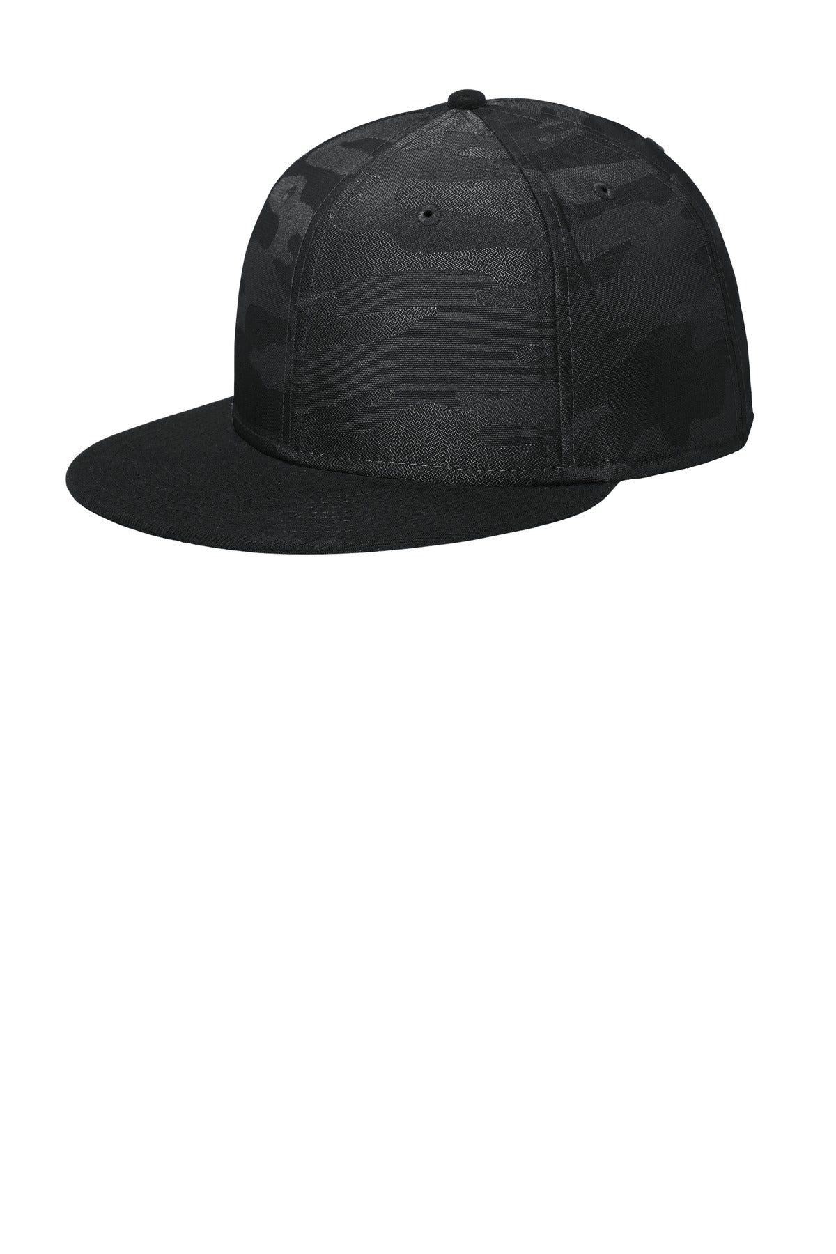New Era  Camo Flat Bill Snapback Cap NE407 - Black/ Black Camo