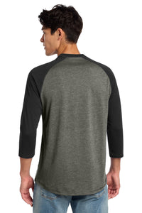 New Era  Heritage Blend 3/4-Sleeve Baseball Raglan Tee - Black/ Black Twist Back