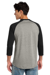 New Era  Heritage Blend 3/4-Sleeve Baseball Raglan Tee - Black/ Rainstorm Grey Heather Back