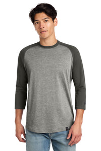 New Era  Heritage Blend 3/4-Sleeve Baseball Raglan Tee - Graphite/ Light Graphite Twist