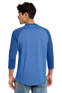 New Era  Heritage Blend 3/4-Sleeve Baseball Raglan Tee - Royal/ Royal Heather Back