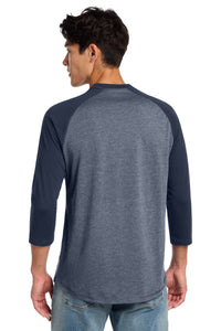 New Era  Heritage Blend 3/4-Sleeve Baseball Raglan Tee - True Navy/ True Navy Twist Back
