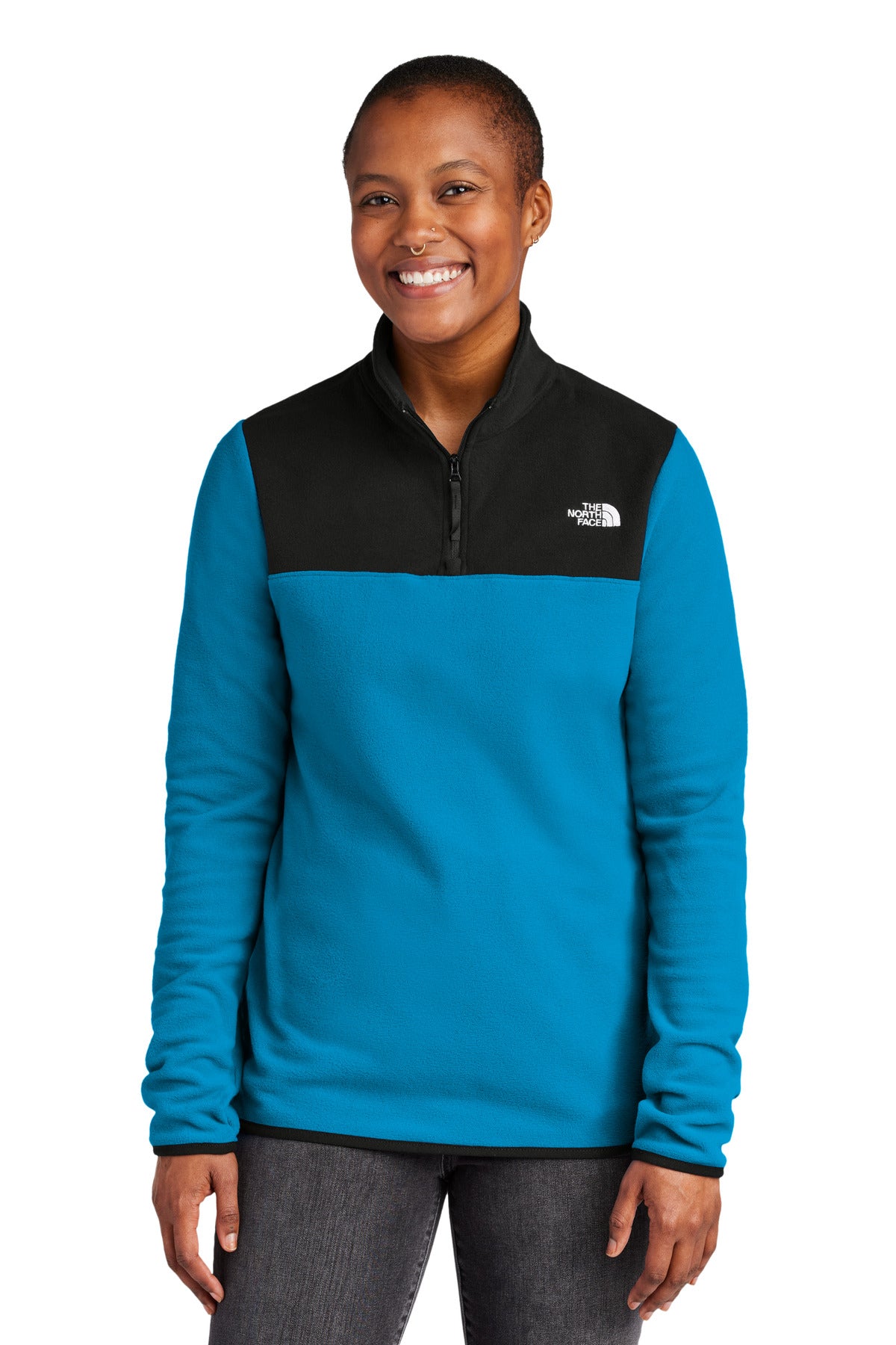The North Face Women's Glacier 1/4-Zip Fleece NF0A7V4M - Hero Blue/ TNF Black