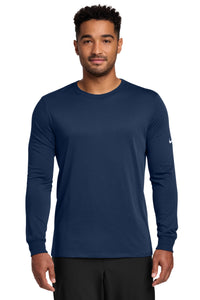 Nike Dri-FIT Cotton/Poly Long Sleeve Tee - College Navy