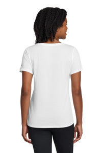 Nike Women's Dri-FIT Cotton/Poly Scoop Neck Tee - White Back