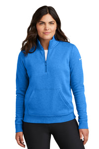 Nike Women's Club Fleece Sleeve Swoosh 1/2-Zip NKDX6720 - Light Game Royal Heather