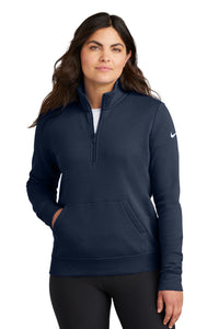 Nike Women's Club Fleece Sleeve Swoosh 1/2-Zip NKDX6720 - Midnight Navy