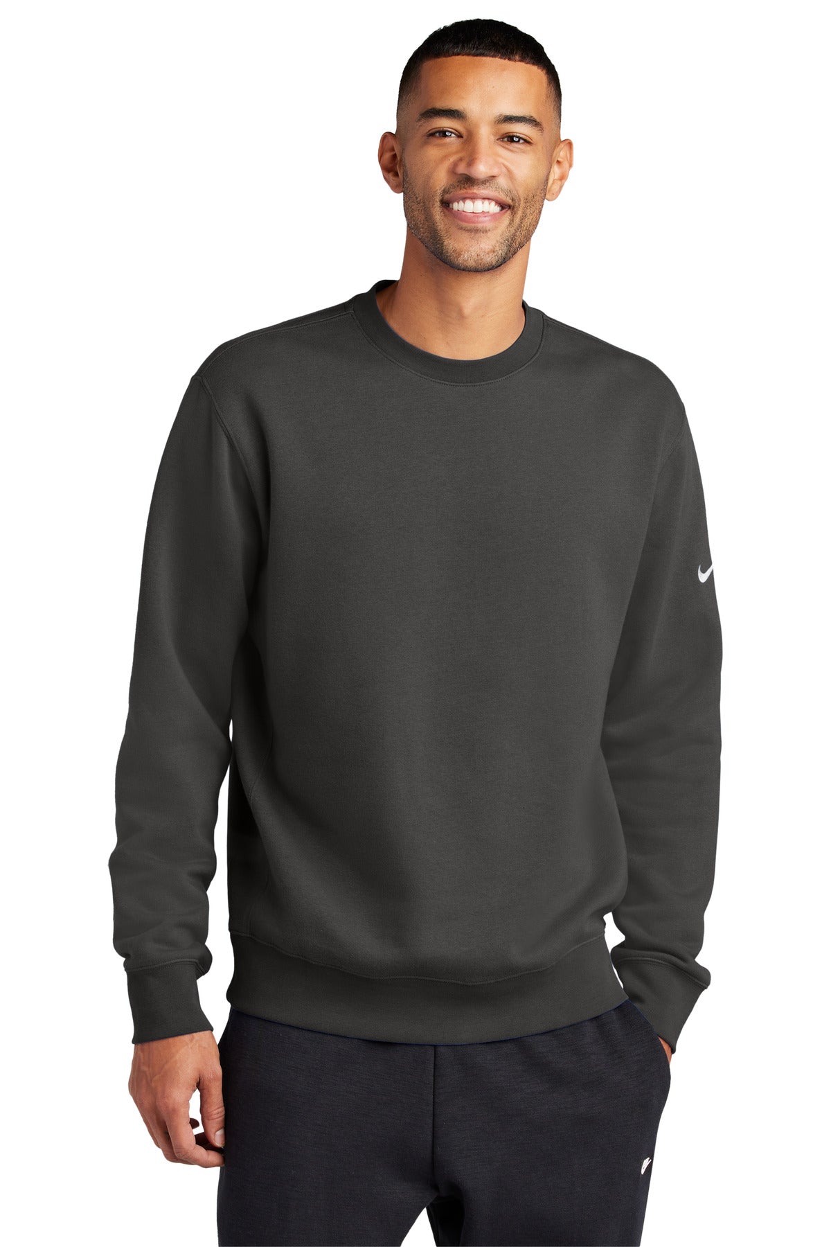 Nike Club Fleece Sleeve Swoosh Crew NKFD9863 - Anthracite