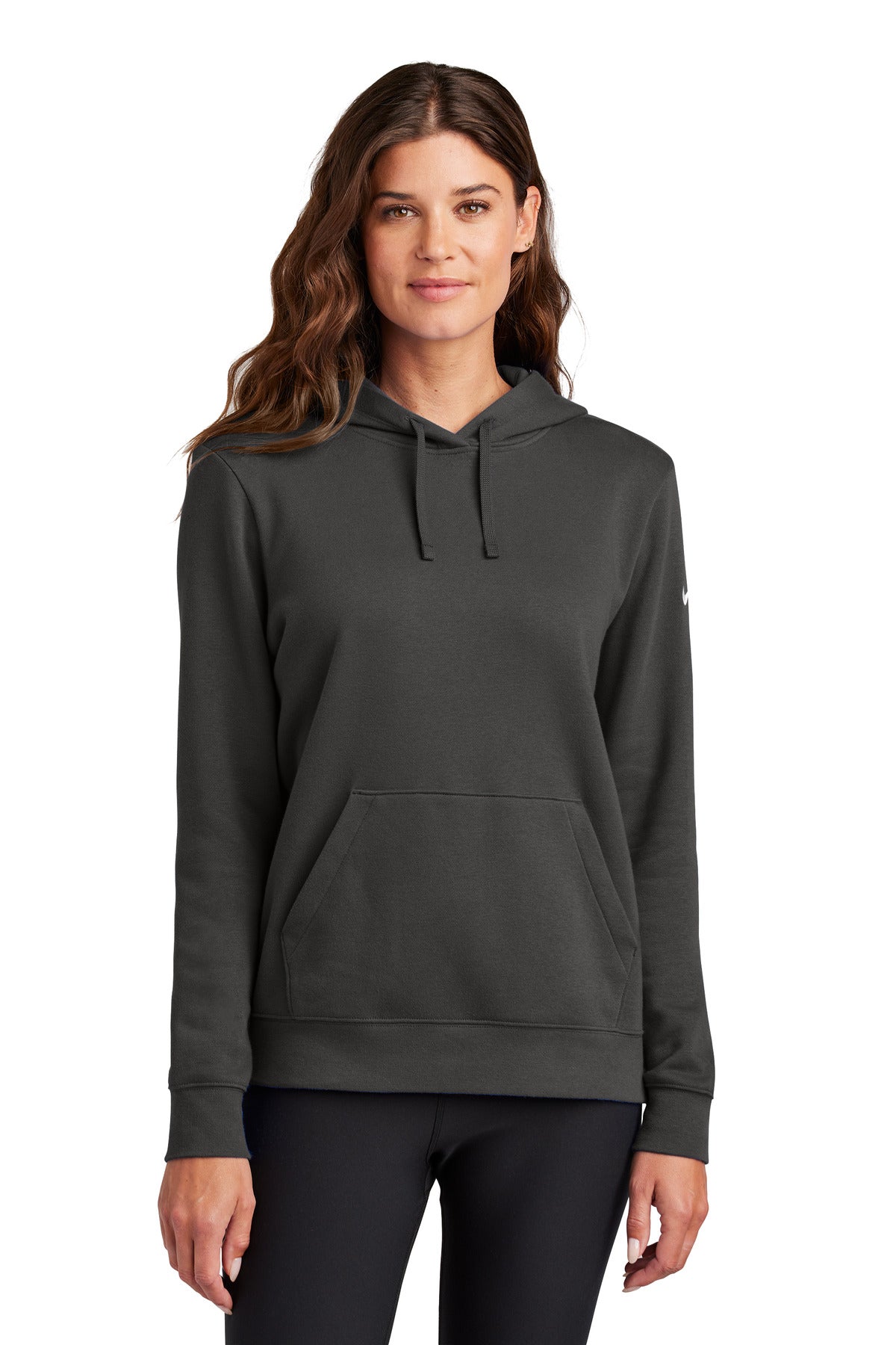 Nike Women's Club Fleece Sleeve Swoosh Pullover Hoodie NKFD9889 - Anthracite