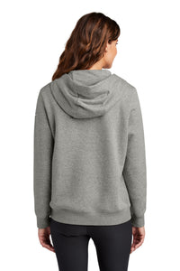 Nike Women's Club Fleece Sleeve Swoosh Pullover Hoodie NKFD9889 - Dark Grey Heather Back