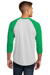 Next Level Apparel   Adult Tri-Blend 3/4-Sleeve Raglan Tee - Envy/ Hthr White Back