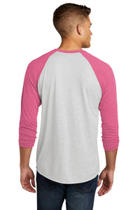 Next Level Apparel   Adult Tri-Blend 3/4-Sleeve Raglan Tee - VTG Pink/ Hthr White Back