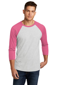 Next Level Apparel   Adult Tri-Blend 3/4-Sleeve Raglan Tee - VTG Pink/ Hthr White