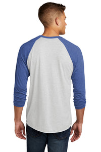 Next Level Apparel   Adult Tri-Blend 3/4-Sleeve Raglan Tee - VTG Royal/ Hthr White Back
