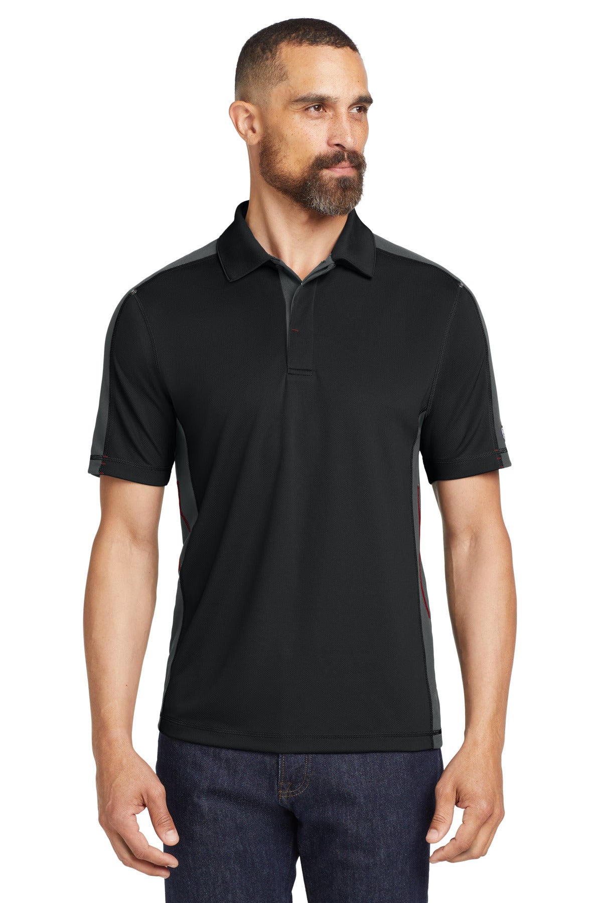 DISCONTINUED OGIO - Trax Polo - Blacktop/ Diesel Grey/ Signal Red