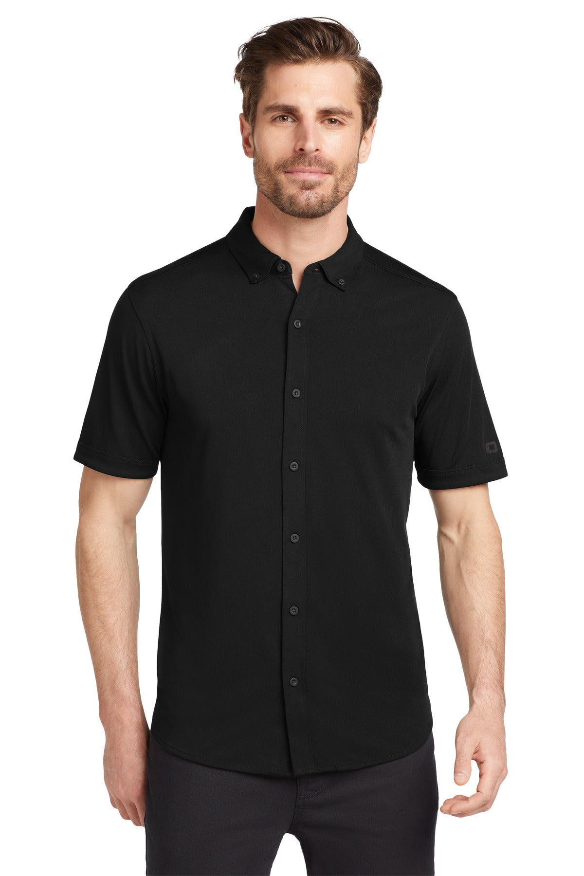 OGIO  Gravitate Full-Button Polo - Blacktop
