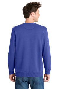 Port & Co Beach Wash Garment-Dyed Crewneck Sweatshirt PC098 - Blue Iris Back