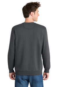 Port & Co Beach Wash Garment-Dyed Crewneck Sweatshirt PC098 - Coal Back