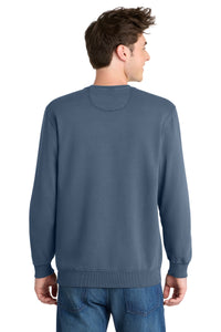 Port & Co Beach Wash Garment-Dyed Crewneck Sweatshirt PC098 - Denim Blue Back