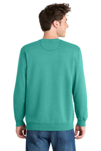 Port & Co Beach Wash Garment-Dyed Crewneck Sweatshirt PC098 - Peacock Back