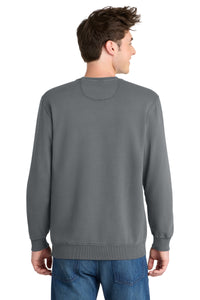 Port & Co Beach Wash Garment-Dyed Crewneck Sweatshirt PC098 - Pewter Back