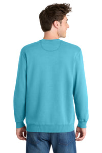 Port & Co Beach Wash Garment-Dyed Crewneck Sweatshirt PC098 - Tidal Wave Back