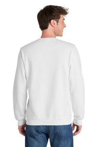 Port & Co Beach Wash Garment-Dyed Crewneck Sweatshirt PC098 - White Back