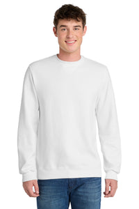 Port & Co Beach Wash Garment-Dyed Crewneck Sweatshirt PC098 - White
