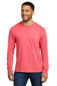 Port & Co Beach Wash Garment-Dyed Long Sleeve Tee PC099LS - Neon Coral