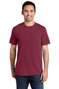 Port & Co Beach Wash Garment-Dyed Pocket Tee - Merlot
